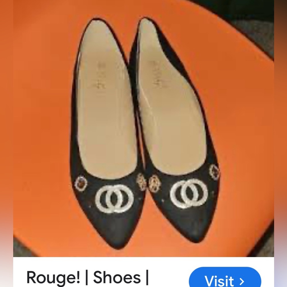 Rouge Black Flats with Pearl & Gold Embellishments - Picture 3 of 16